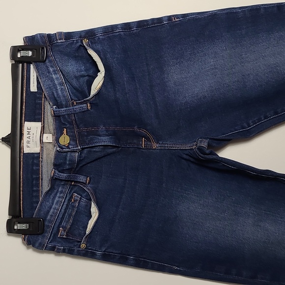 FRAME Le Skinny De Jean Blue Skinny Jeans with Distressed Raw Hem Size 28 - Picture 13 of 16